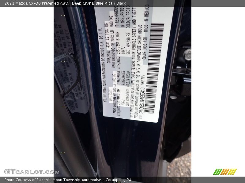 Deep Crystal Blue Mica / Black 2021 Mazda CX-30 Preferred AWD
