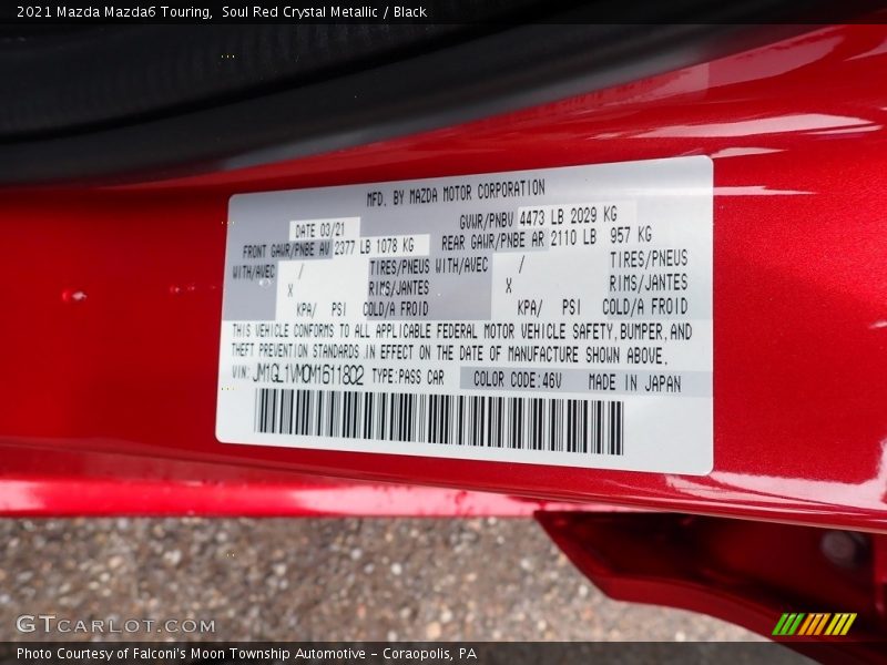 Soul Red Crystal Metallic / Black 2021 Mazda Mazda6 Touring
