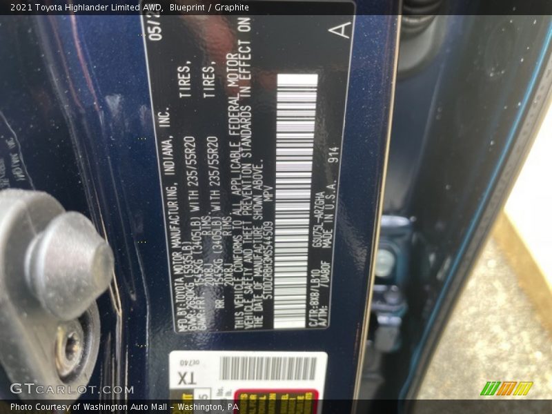 Blueprint / Graphite 2021 Toyota Highlander Limited AWD