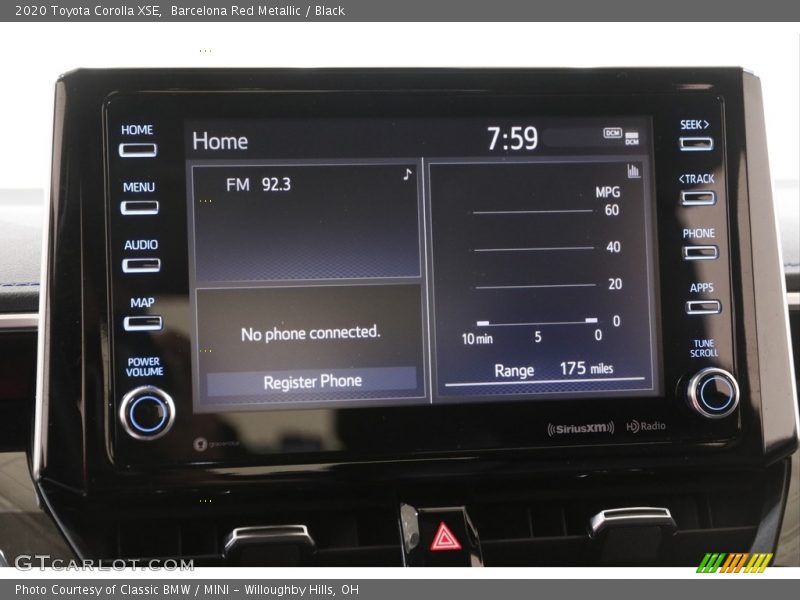 Controls of 2020 Corolla XSE