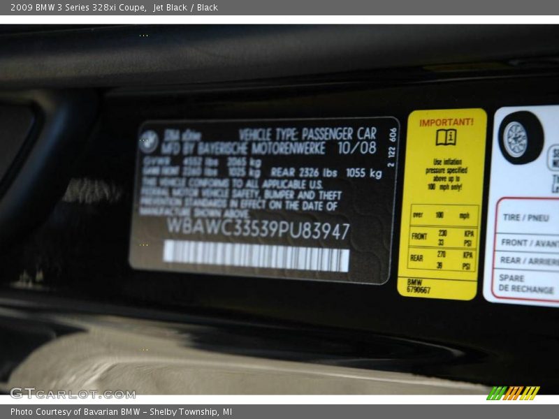 Jet Black / Black 2009 BMW 3 Series 328xi Coupe