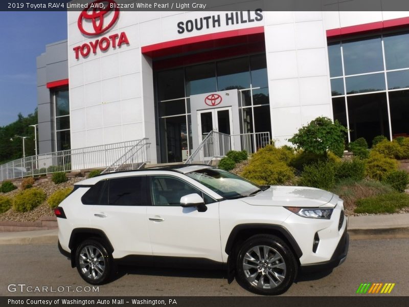 Blizzard White Pearl / Light Gray 2019 Toyota RAV4 Limited AWD