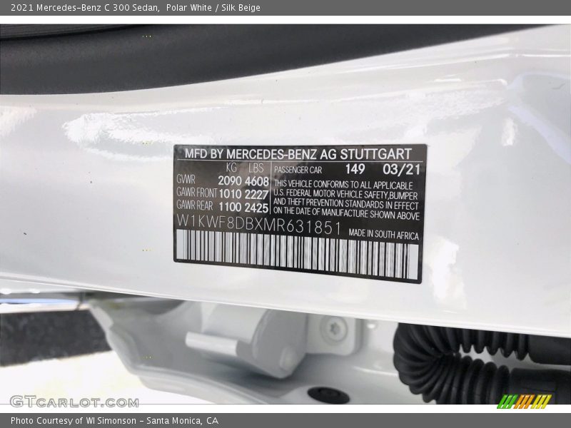 Polar White / Silk Beige 2021 Mercedes-Benz C 300 Sedan