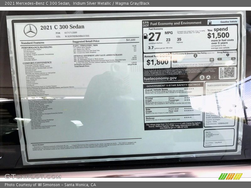 Iridium Silver Metallic / Magma Gray/Black 2021 Mercedes-Benz C 300 Sedan