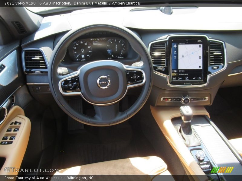 Denim Blue Metallic / Amber/Charcoal 2021 Volvo XC90 T6 AWD Inscription