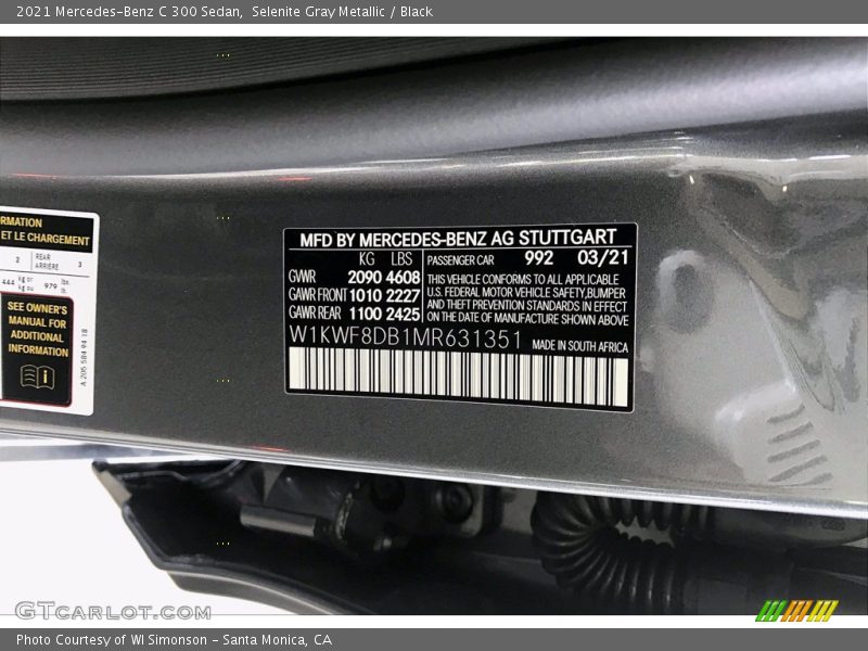 Selenite Gray Metallic / Black 2021 Mercedes-Benz C 300 Sedan