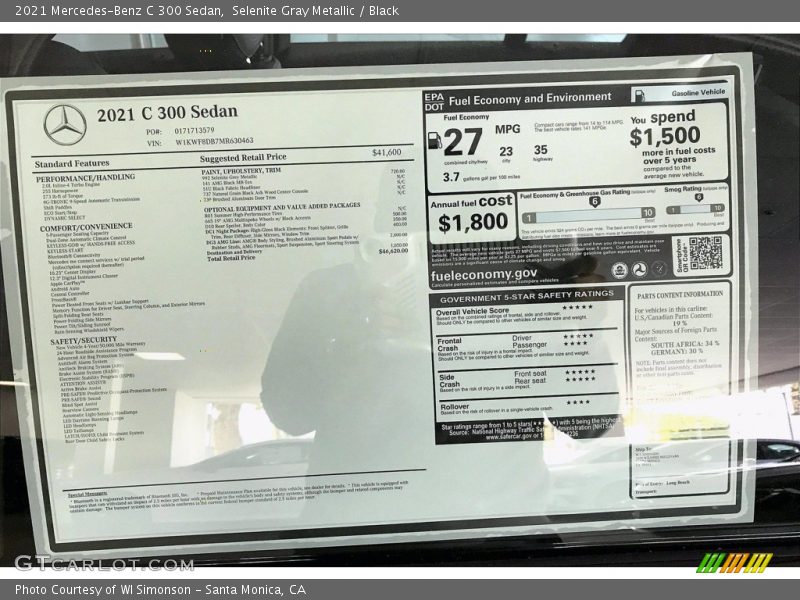 Selenite Gray Metallic / Black 2021 Mercedes-Benz C 300 Sedan