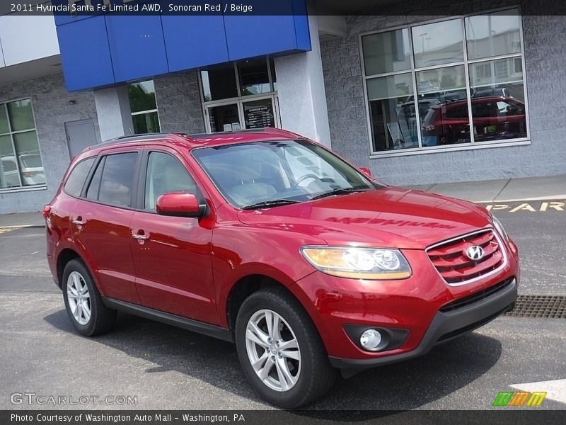 Sonoran Red / Beige 2011 Hyundai Santa Fe Limited AWD