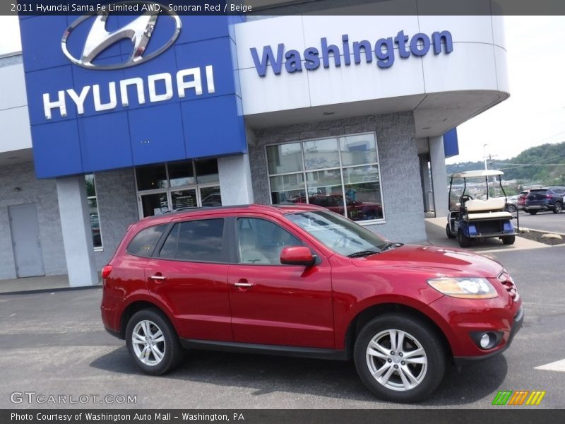 Sonoran Red / Beige 2011 Hyundai Santa Fe Limited AWD