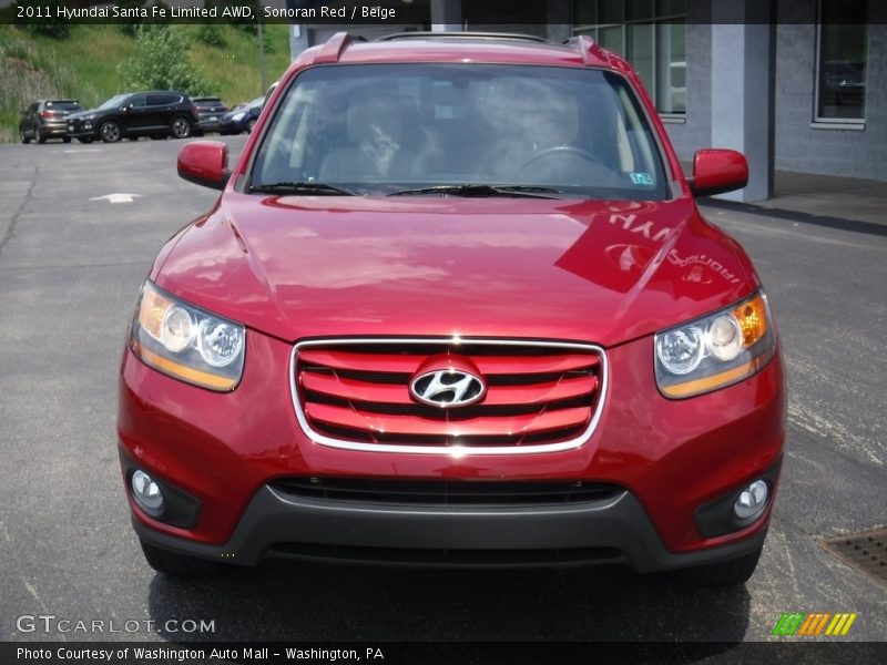 Sonoran Red / Beige 2011 Hyundai Santa Fe Limited AWD