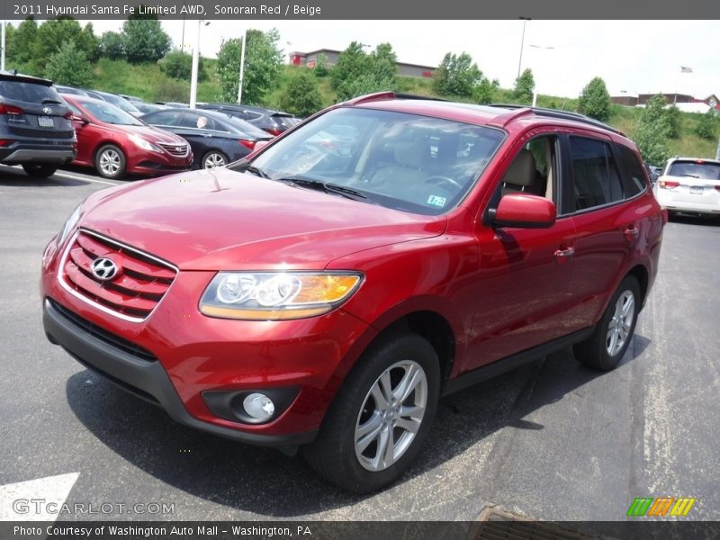 Sonoran Red / Beige 2011 Hyundai Santa Fe Limited AWD