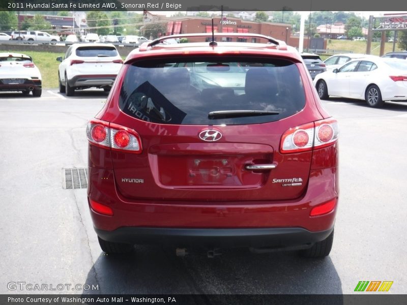 Sonoran Red / Beige 2011 Hyundai Santa Fe Limited AWD