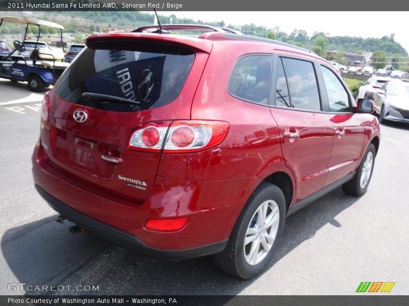 Sonoran Red / Beige 2011 Hyundai Santa Fe Limited AWD