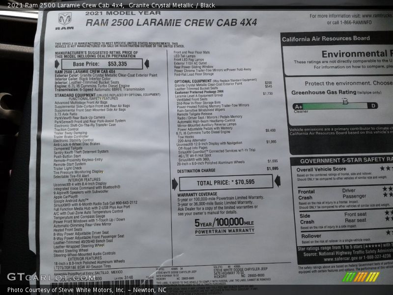 Granite Crystal Metallic / Black 2021 Ram 2500 Laramie Crew Cab 4x4