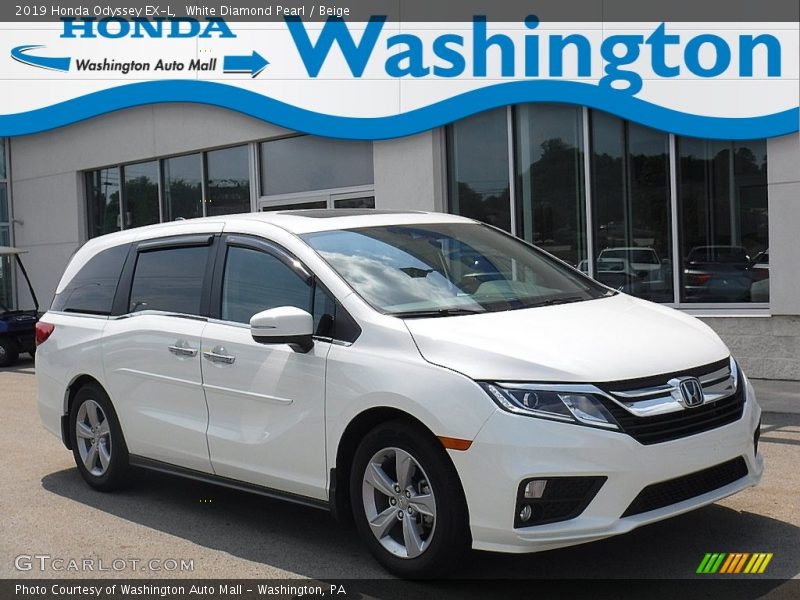 White Diamond Pearl / Beige 2019 Honda Odyssey EX-L
