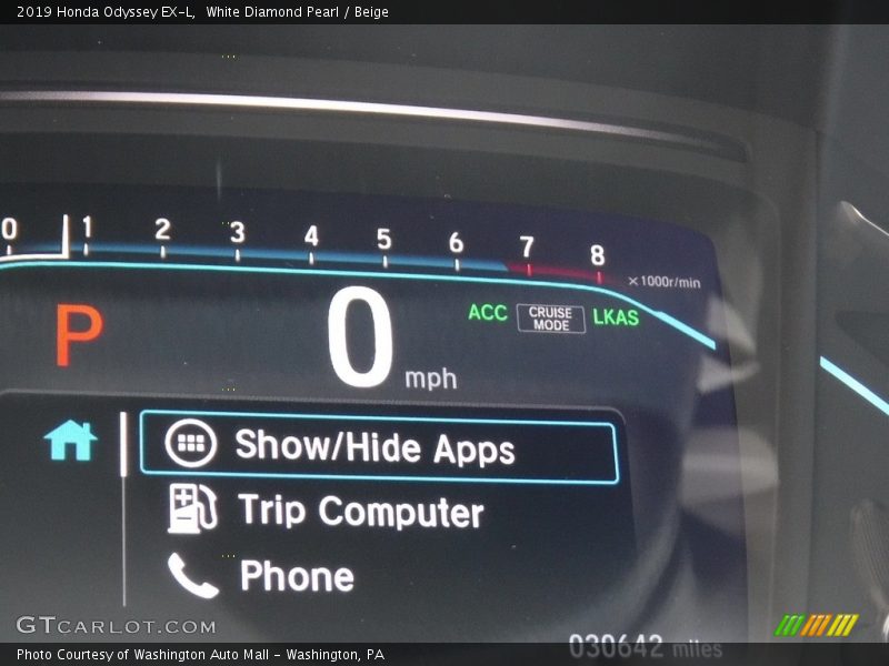 White Diamond Pearl / Beige 2019 Honda Odyssey EX-L