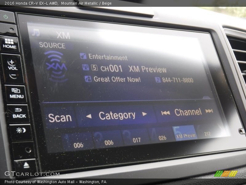 Mountain Air Metallic / Beige 2016 Honda CR-V EX-L AWD