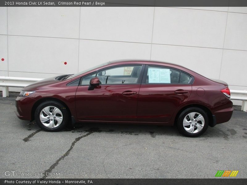 Crimson Red Pearl / Beige 2013 Honda Civic LX Sedan