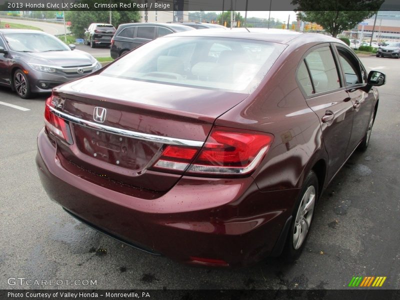 Crimson Red Pearl / Beige 2013 Honda Civic LX Sedan