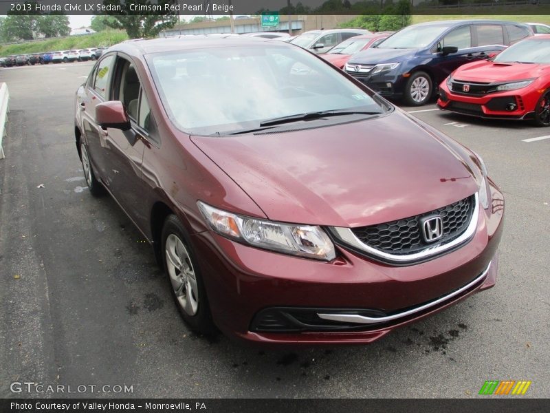 Crimson Red Pearl / Beige 2013 Honda Civic LX Sedan