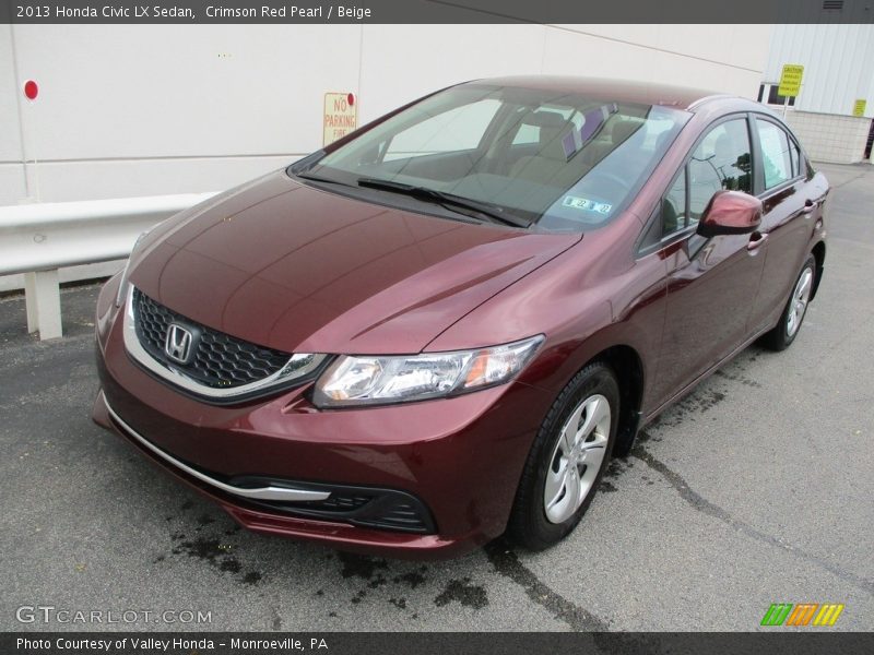 Crimson Red Pearl / Beige 2013 Honda Civic LX Sedan