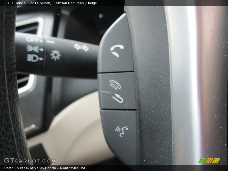 Crimson Red Pearl / Beige 2013 Honda Civic LX Sedan