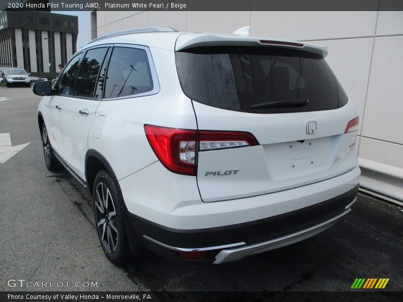 Platinum White Pearl / Beige 2020 Honda Pilot Touring AWD