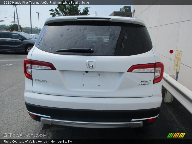 Platinum White Pearl / Beige 2020 Honda Pilot Touring AWD