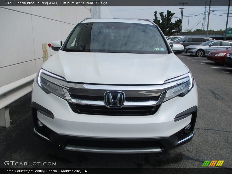 Platinum White Pearl / Beige 2020 Honda Pilot Touring AWD