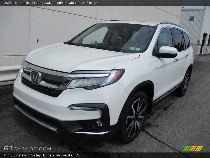 Platinum White Pearl / Beige 2020 Honda Pilot Touring AWD