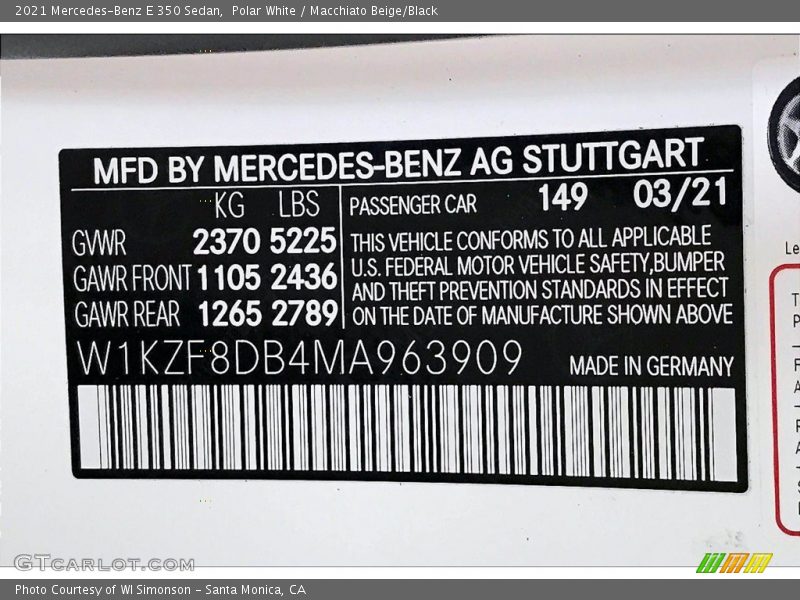 Polar White / Macchiato Beige/Black 2021 Mercedes-Benz E 350 Sedan