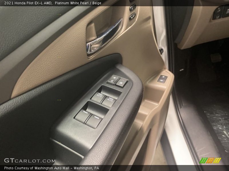 Platinum White Pearl / Beige 2021 Honda Pilot EX-L AWD