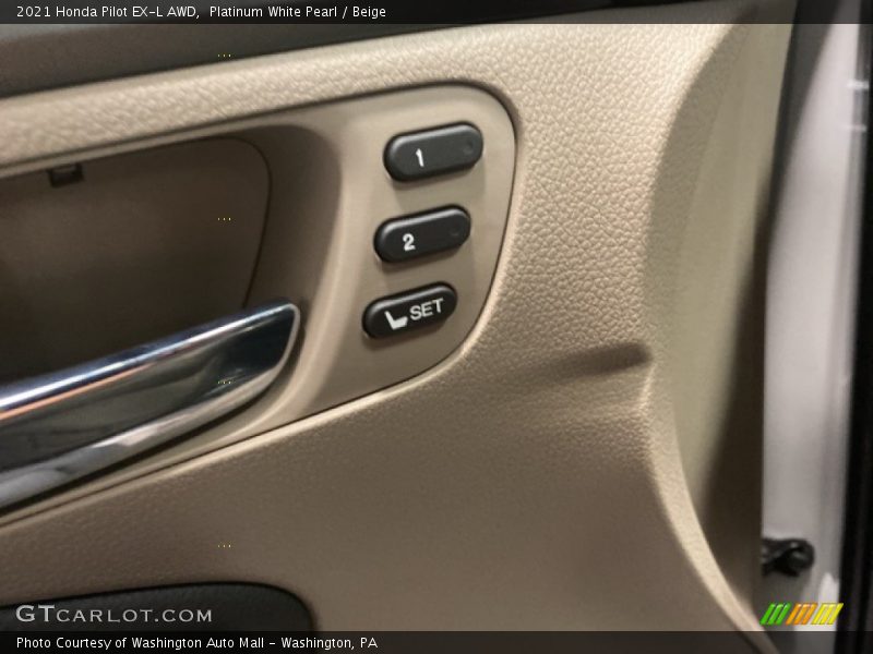 Platinum White Pearl / Beige 2021 Honda Pilot EX-L AWD