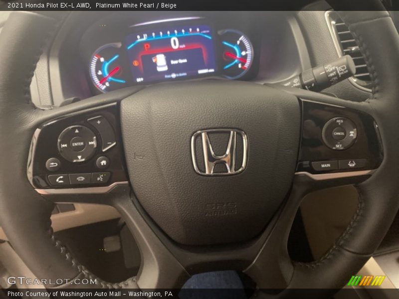 Platinum White Pearl / Beige 2021 Honda Pilot EX-L AWD