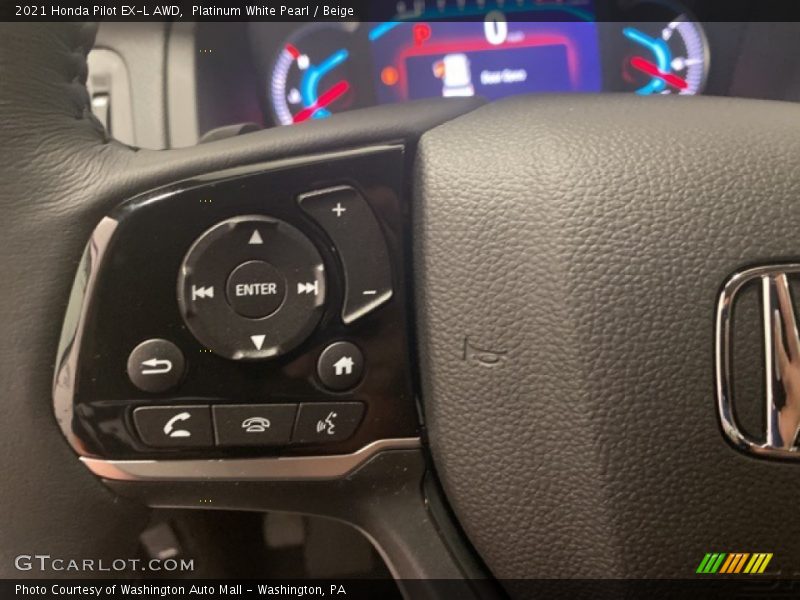 Platinum White Pearl / Beige 2021 Honda Pilot EX-L AWD