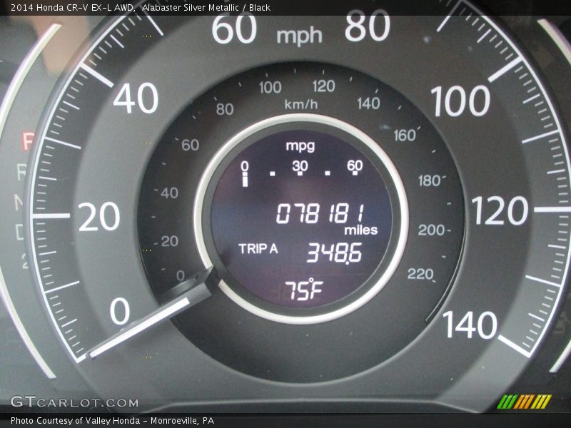 Alabaster Silver Metallic / Black 2014 Honda CR-V EX-L AWD