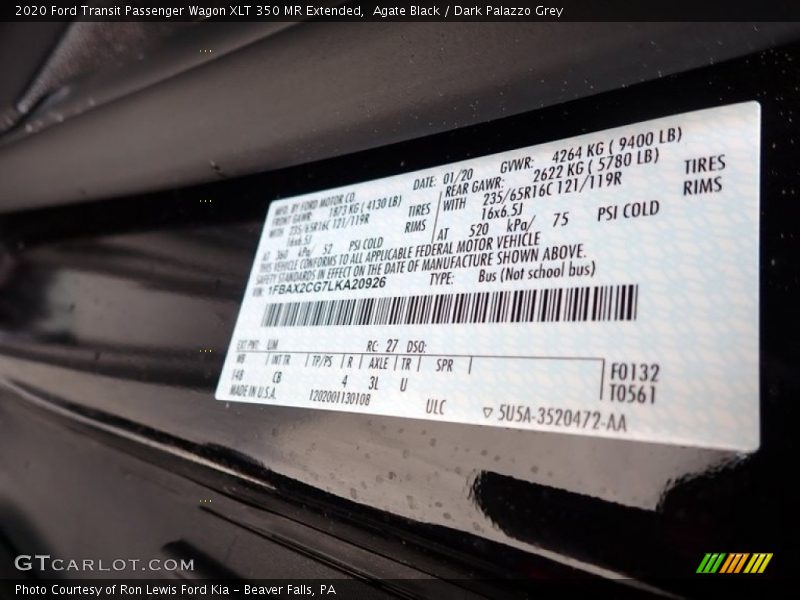 Agate Black / Dark Palazzo Grey 2020 Ford Transit Passenger Wagon XLT 350 MR Extended