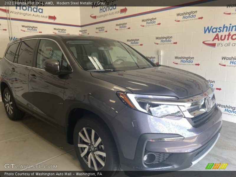 Modern Steel Metallic / Gray 2021 Honda Pilot EX-L AWD