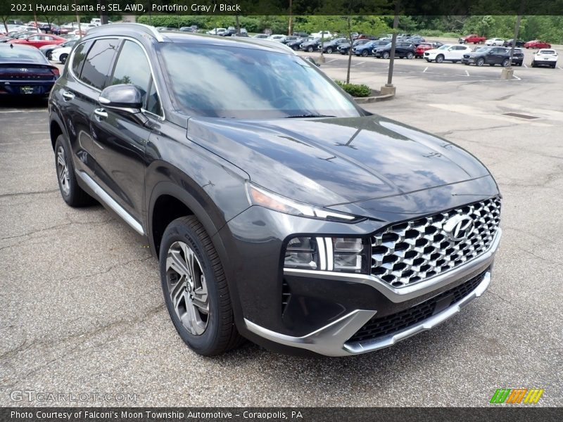 Portofino Gray / Black 2021 Hyundai Santa Fe SEL AWD