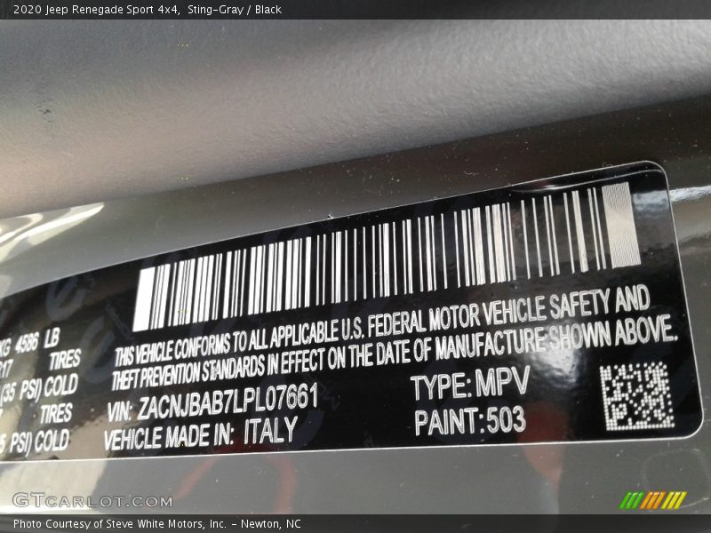 Sting-Gray / Black 2020 Jeep Renegade Sport 4x4