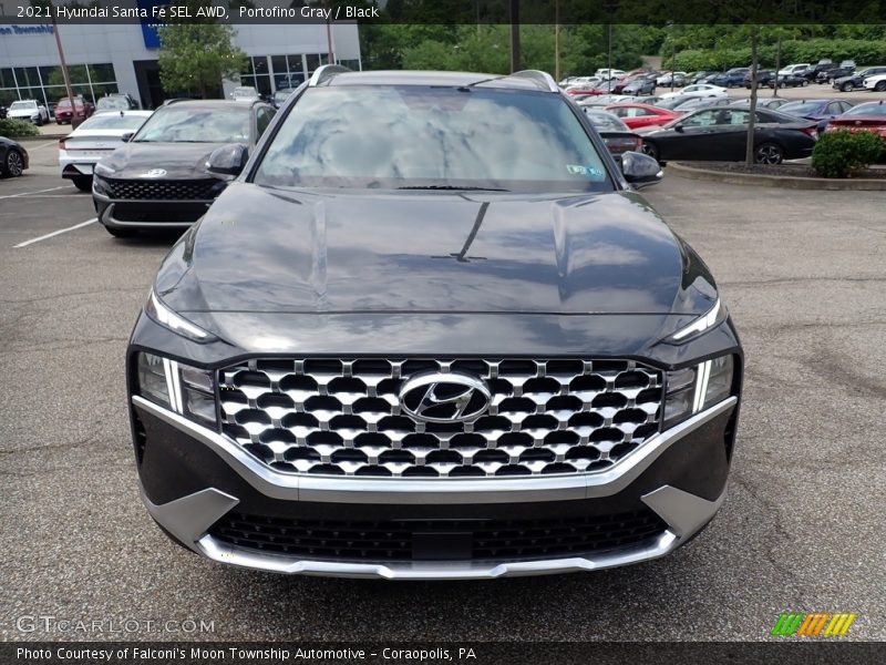 Portofino Gray / Black 2021 Hyundai Santa Fe SEL AWD