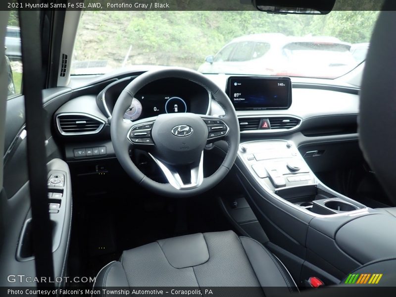 Portofino Gray / Black 2021 Hyundai Santa Fe SEL AWD