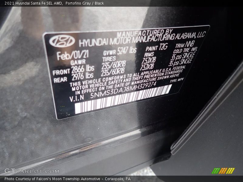 Portofino Gray / Black 2021 Hyundai Santa Fe SEL AWD