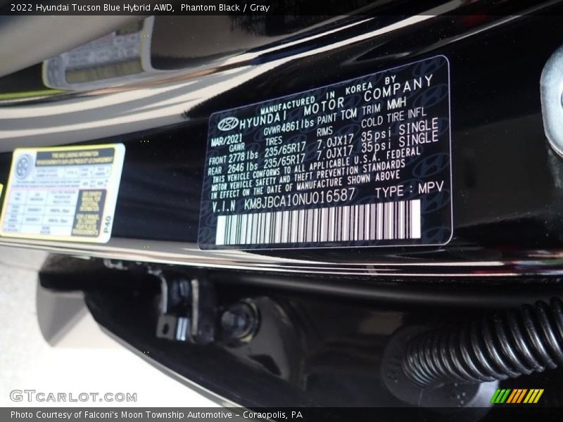 Phantom Black / Gray 2022 Hyundai Tucson Blue Hybrid AWD