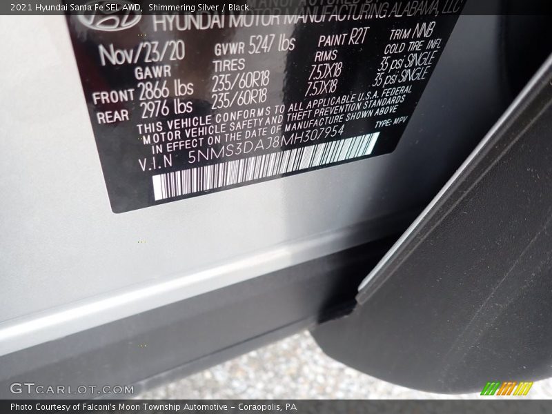 Shimmering Silver / Black 2021 Hyundai Santa Fe SEL AWD