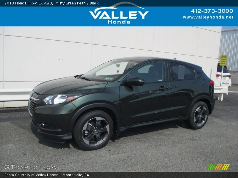 Misty Green Pearl / Black 2018 Honda HR-V EX AWD