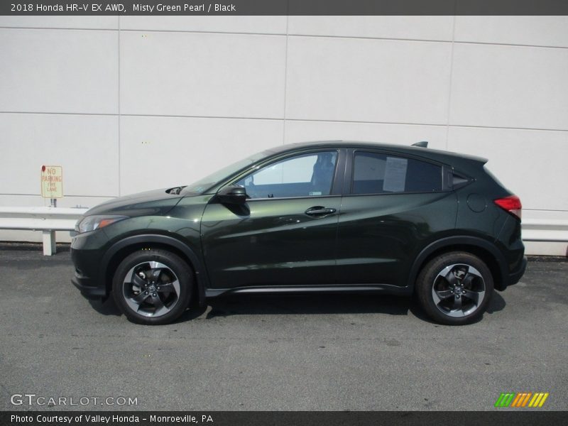 Misty Green Pearl / Black 2018 Honda HR-V EX AWD