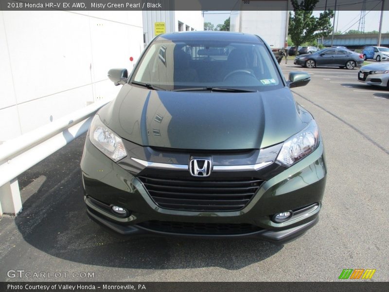 Misty Green Pearl / Black 2018 Honda HR-V EX AWD