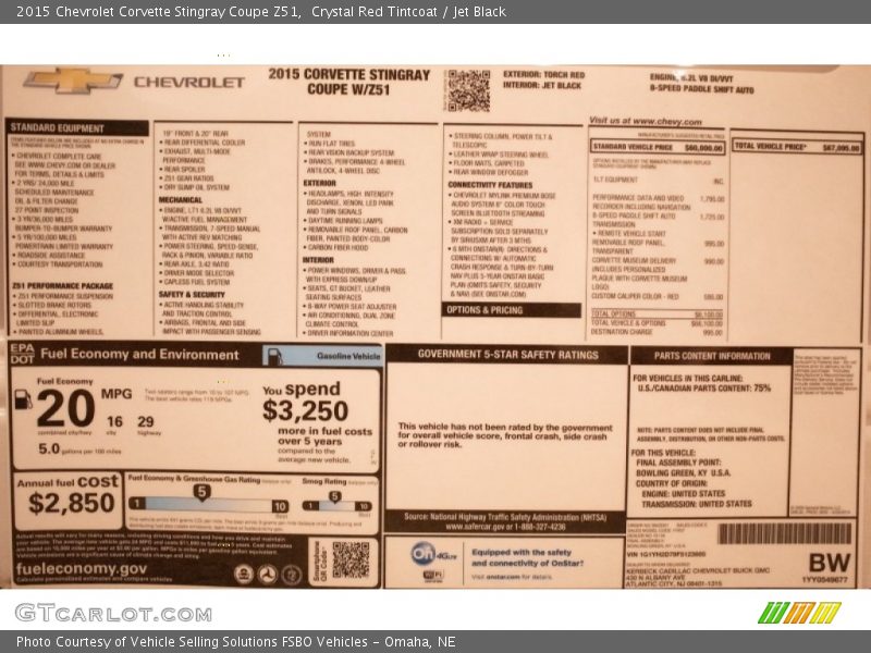 Crystal Red Tintcoat / Jet Black 2015 Chevrolet Corvette Stingray Coupe Z51