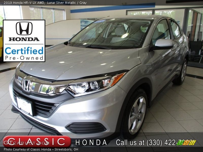 Lunar Silver Metallic / Gray 2019 Honda HR-V LX AWD